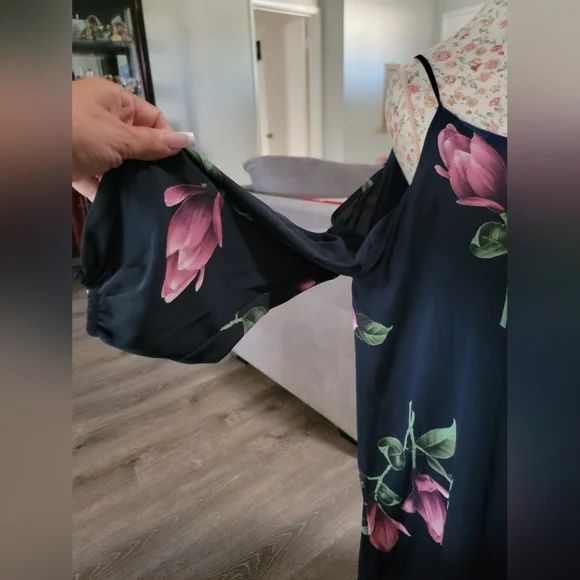 Nwt Floral Print Navy Dress Size XL - Picture 2 of 6